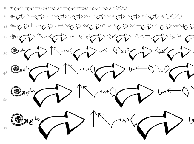 Austie Bost Arrow Mania font waterfall